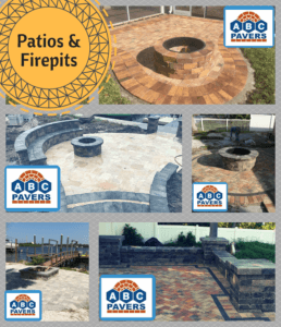 Patio Firepits Paver Travertine Design Ideas installed by contractor ABC PAVERS